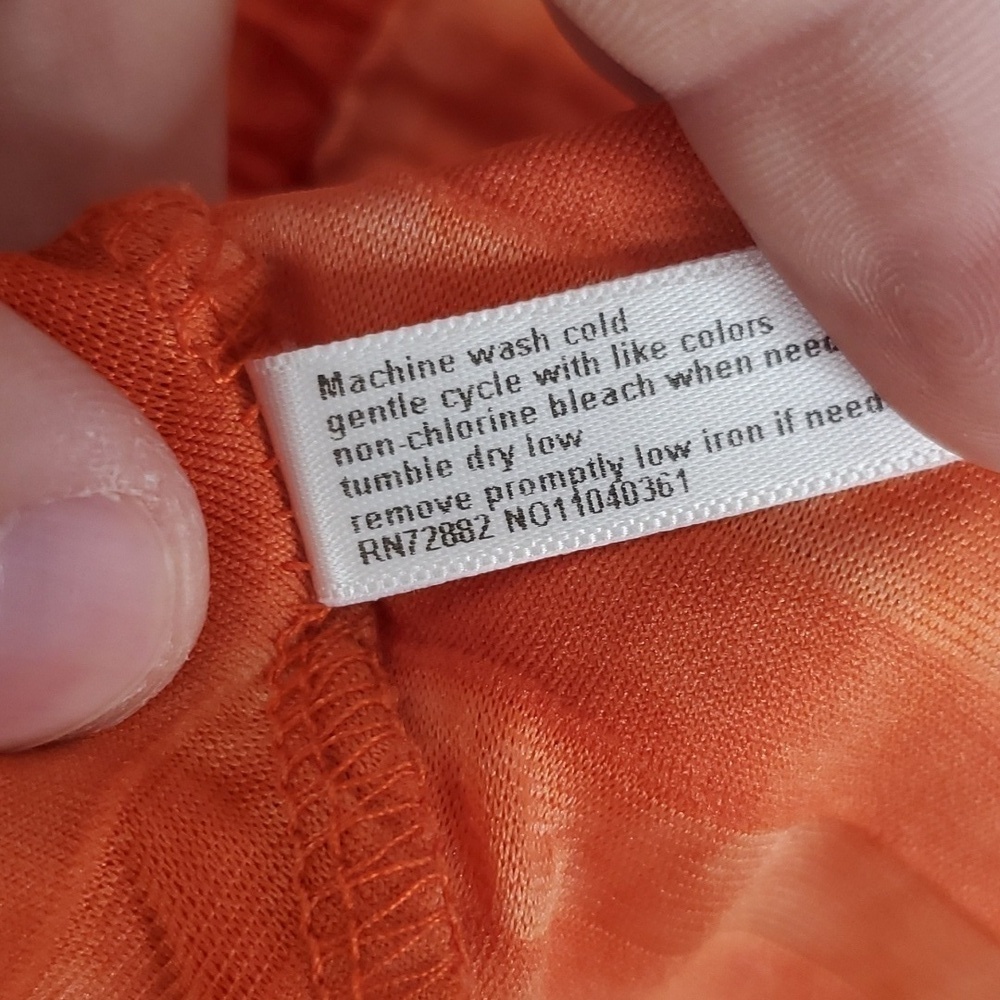 Vintage Short Sleeve Blouse Ruffles Bright Fairy Orange High V Neck Womens 2X - Picture 7 of 11